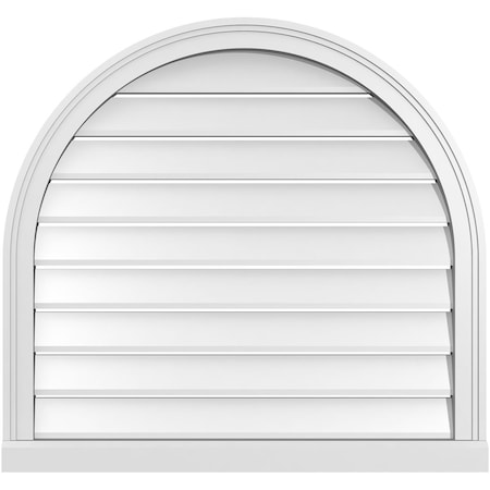 Ekena Millwork Round Top Surface Mount PVC Gable Vent: Functional, w/ 2"W x 2"P Brickmould Sill Frame, 32"W x 30"H GVPRT32X3003SF